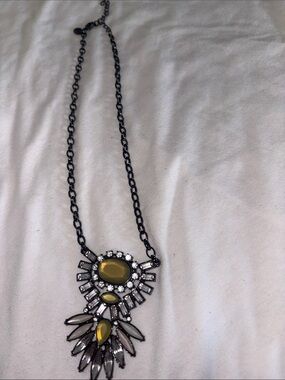 Statement Yellow and Gunmetal Pendant Lia Sophia Necklace